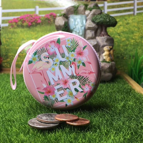 Summer Pink Flamingo Coin  Purse PRICE IS FIRM - Picture 4 of 8